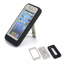 Walleva Gray Shock Resistant+Stand Case For iPhone 5